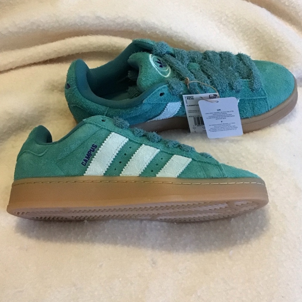 ADIDAS NIB Womens 8 Wide Campus 00’s women’s green suede sneakers - Picture 5 of 12